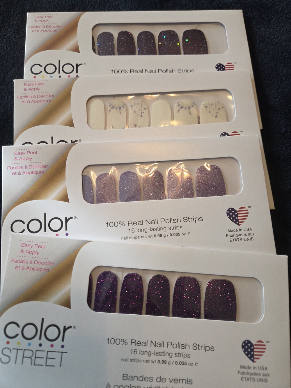 Color Street Purple Glitter Nail Strips Variety Pack
